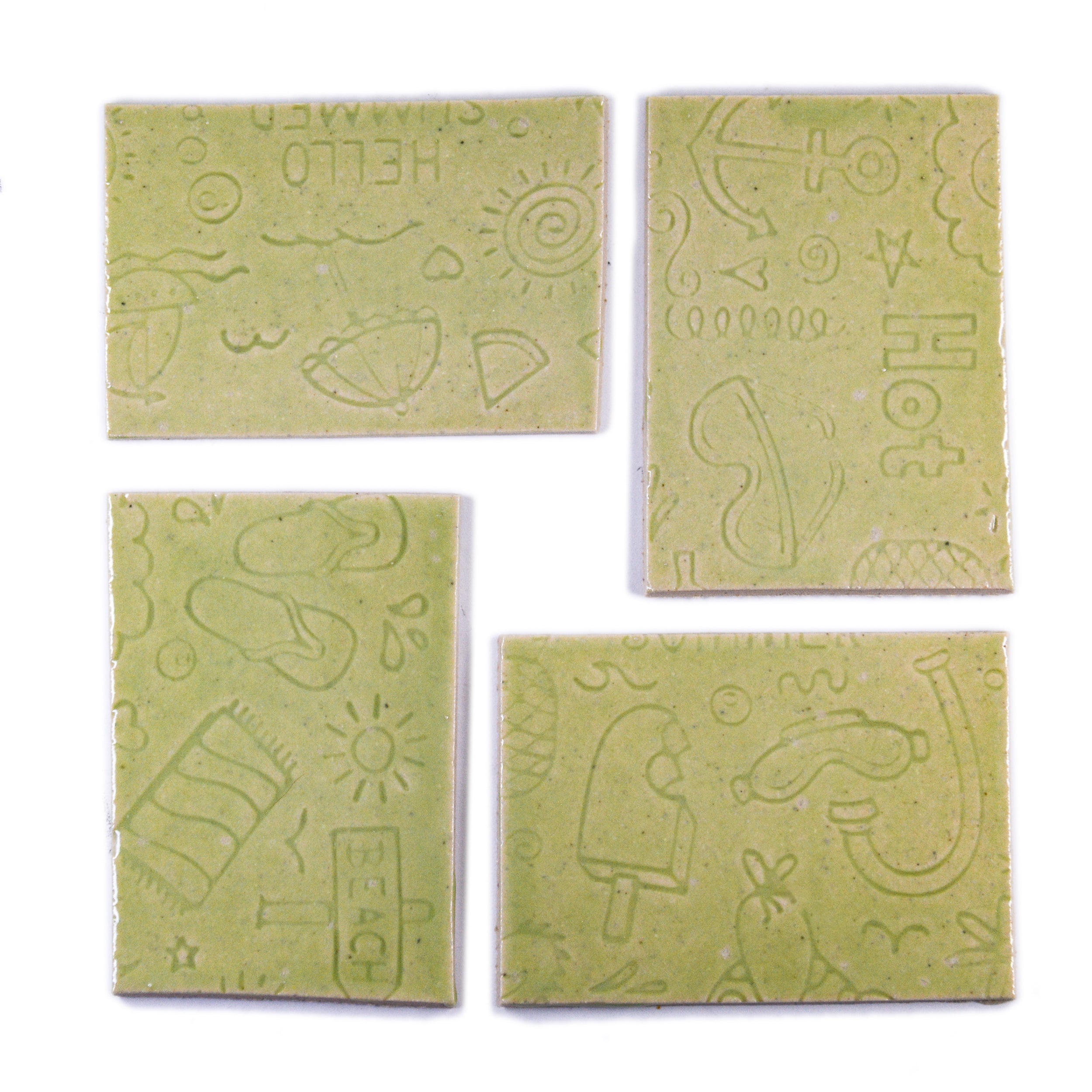 Light Green Beach Day - 2x3in Handmade Ceramic Tiles – Luna Mosaic Arts