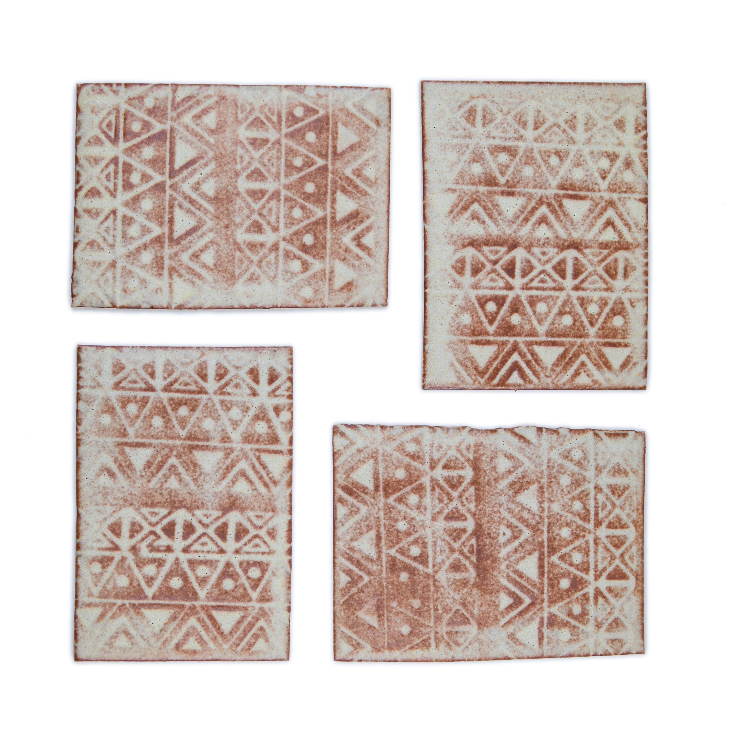 Aztec Brown and Cream - 2x3in Handmade Ceramic Tiles – Luna Mosaic Arts