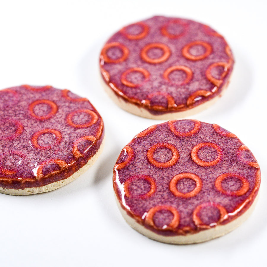 Magenta Circle Os - Handmade Ceramic tiles