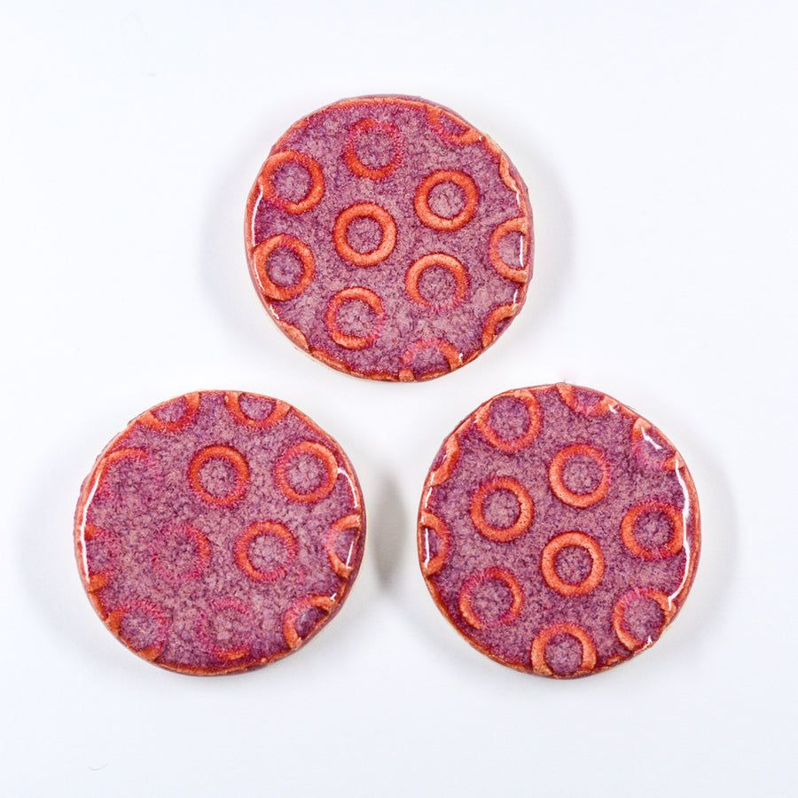 Magenta Circle Os - Handmade Ceramic tiles