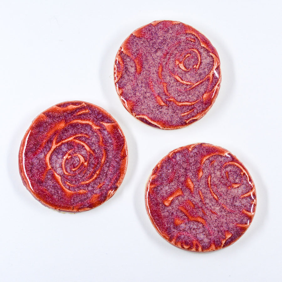 Magenta Roses - Handmade Ceramic tiles