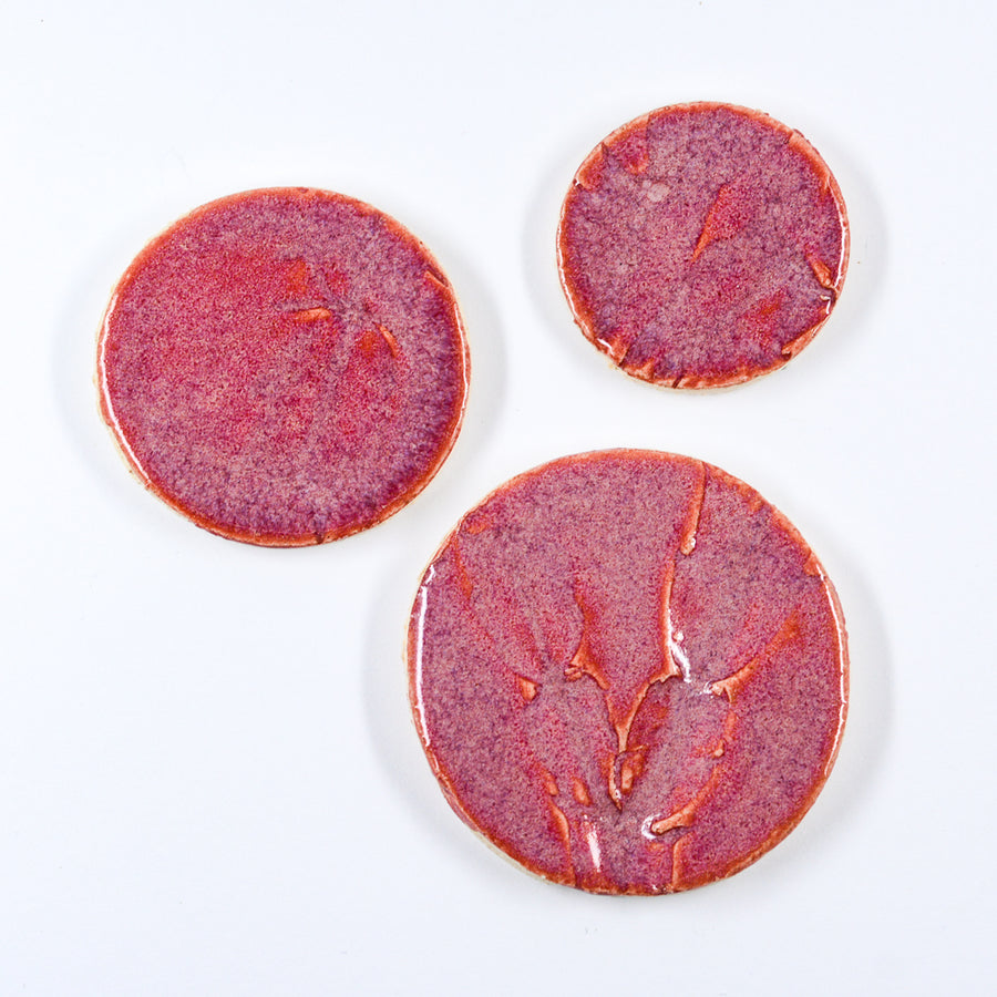 Pink Cacti Circles - Handmade Ceramic tiles