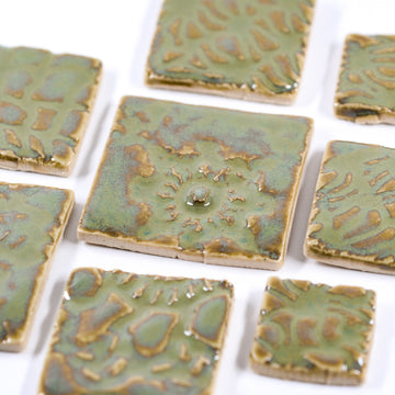 Sage Green Lace Tiles - Handmade Ceramic tiles