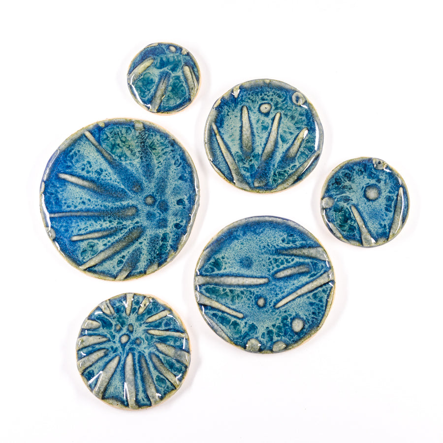 Blue Sea Urchin - Handmade Ceramic tiles