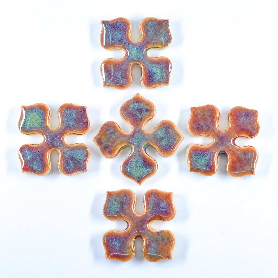 35mm Pinwheel Flower Motif - Handmade Ceramic tiles