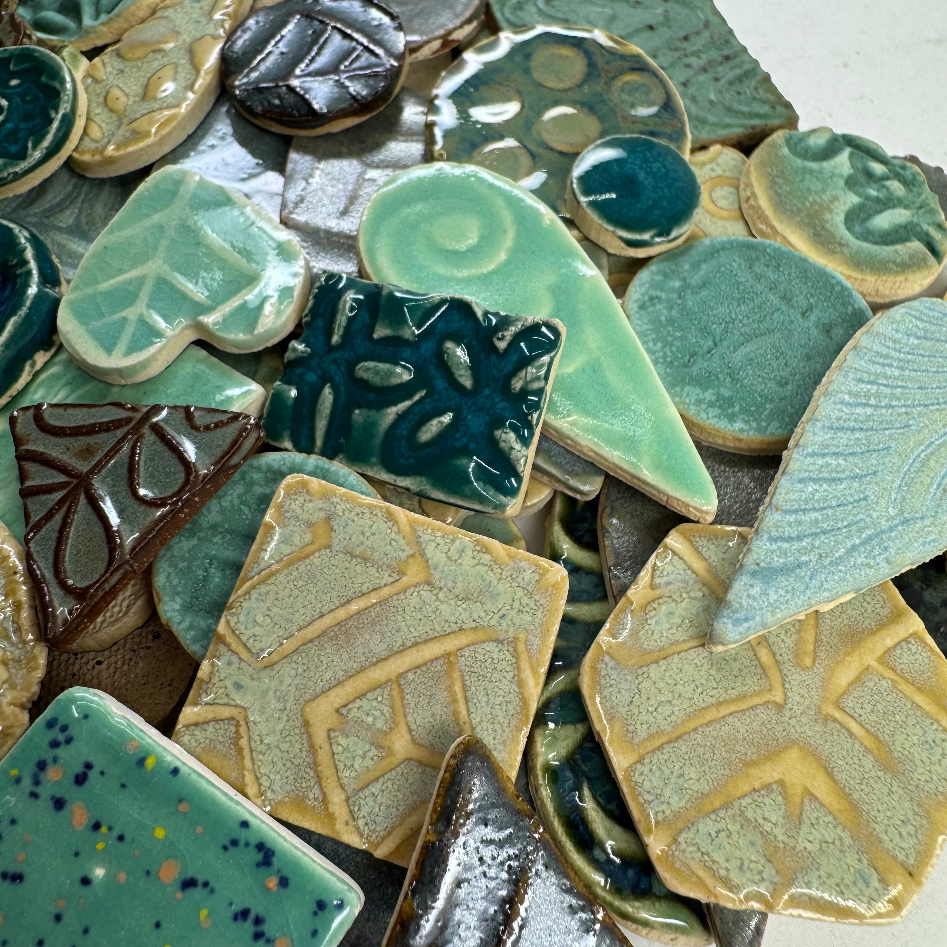 Aqua Grab Bag - Handmade Ceramic tiles – Luna Mosaic Arts