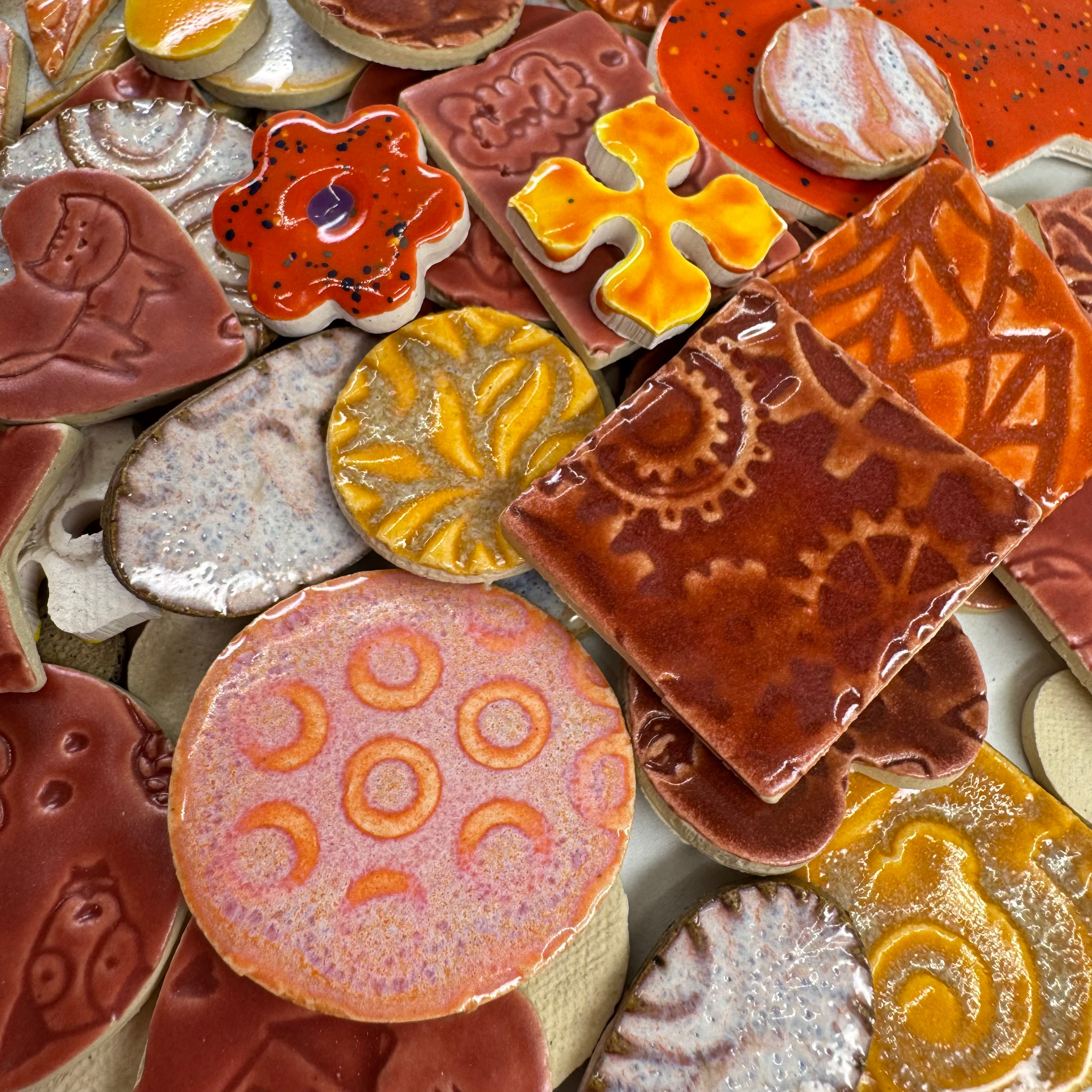 Orange Grab Bag - Handmade Ceramic tiles – Luna Mosaic Arts