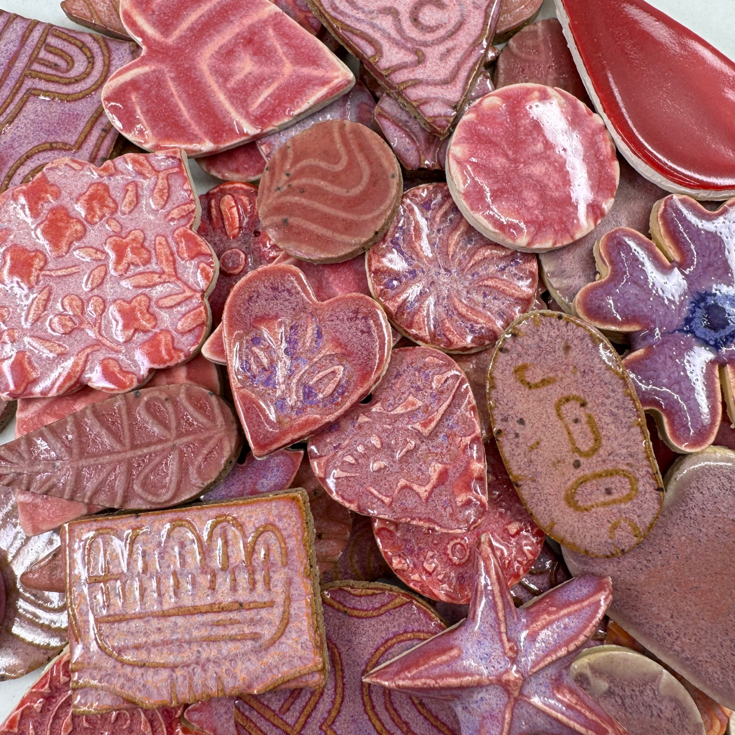 Pink Grab Bag - Handmade Ceramic tiles – Luna Mosaic Arts