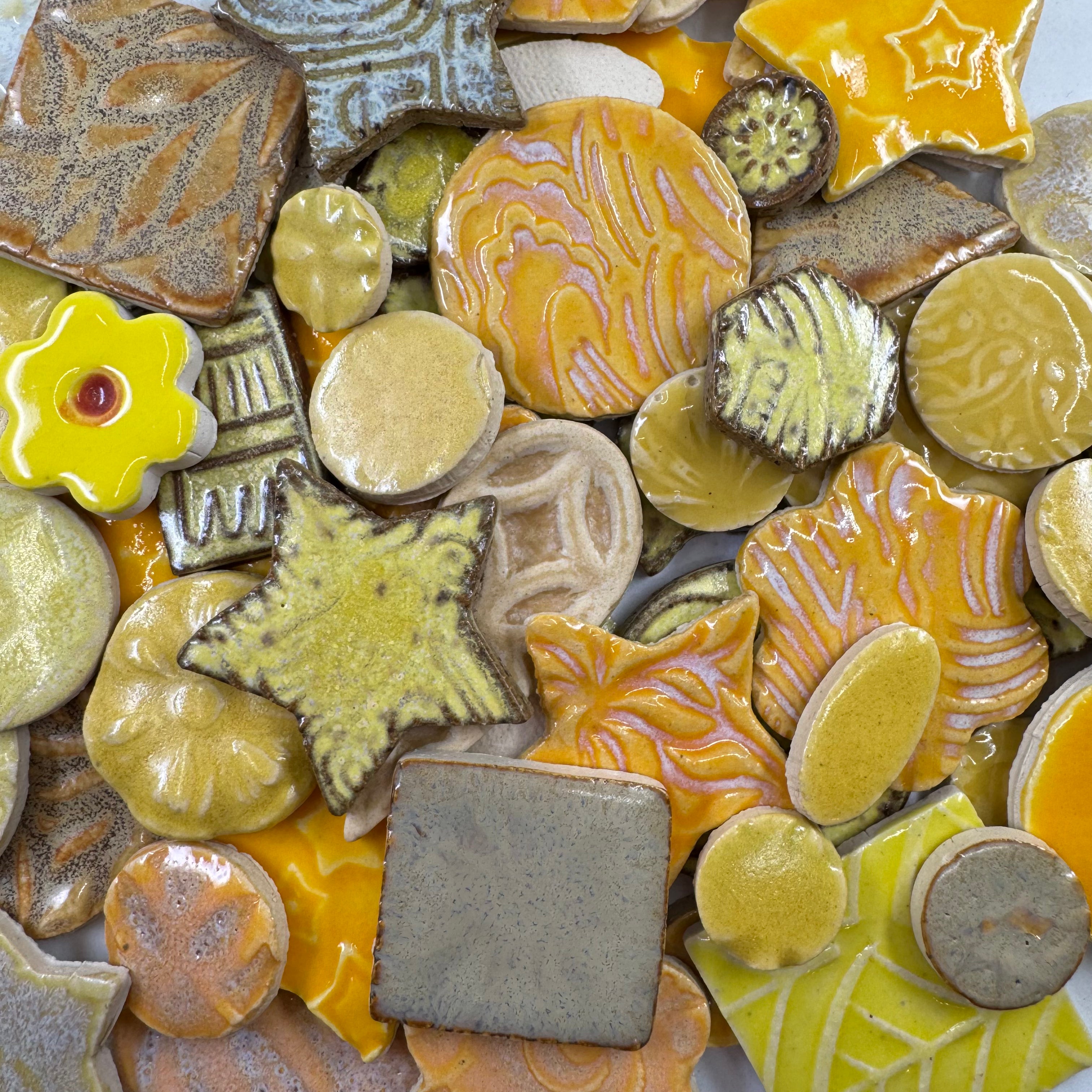 Yellow Grab Bag - Handmade Ceramic tiles – Luna Mosaic Arts