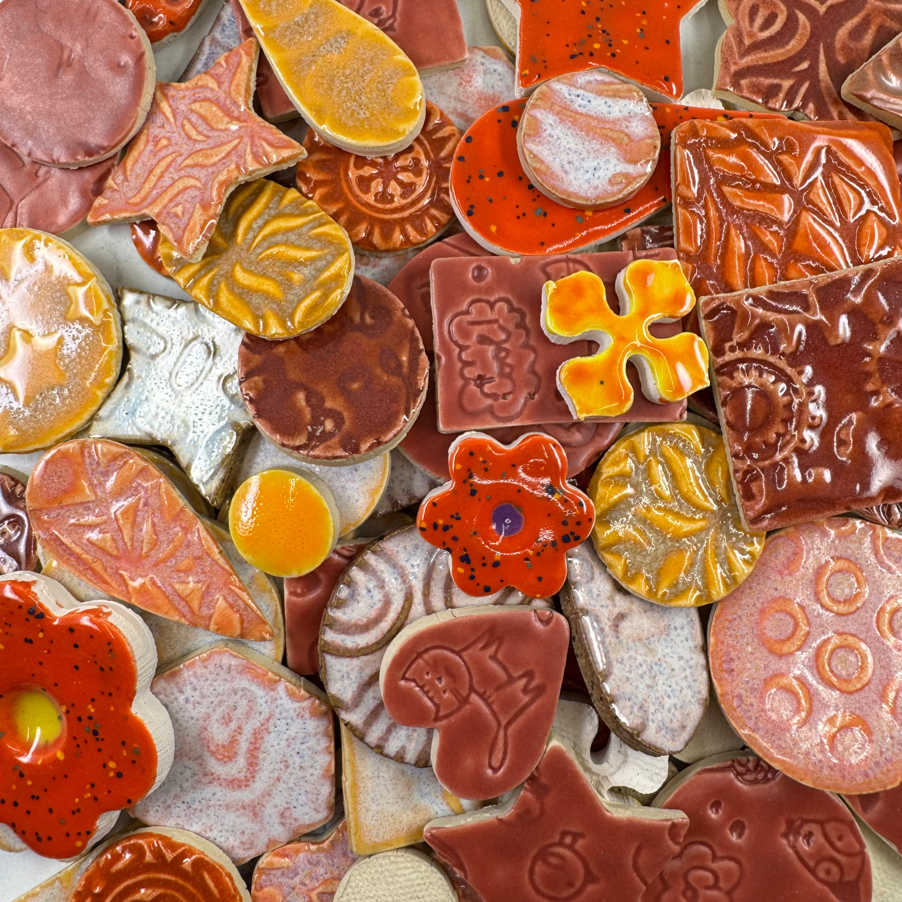 Orange Grab Bag - Handmade Ceramic tiles – Luna Mosaic Arts