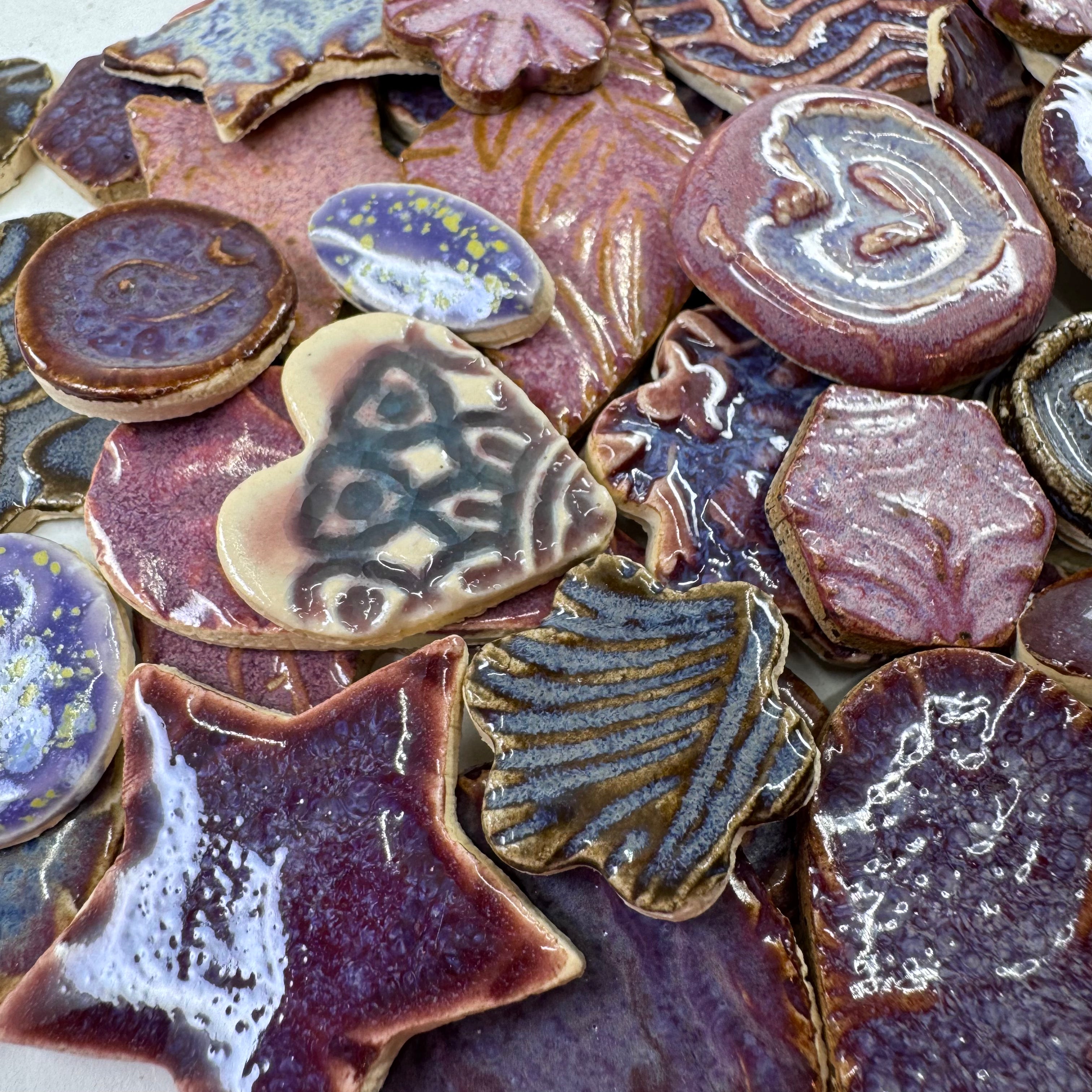 Purple Grab Bag - Handmade Ceramic tiles – Luna Mosaic Arts