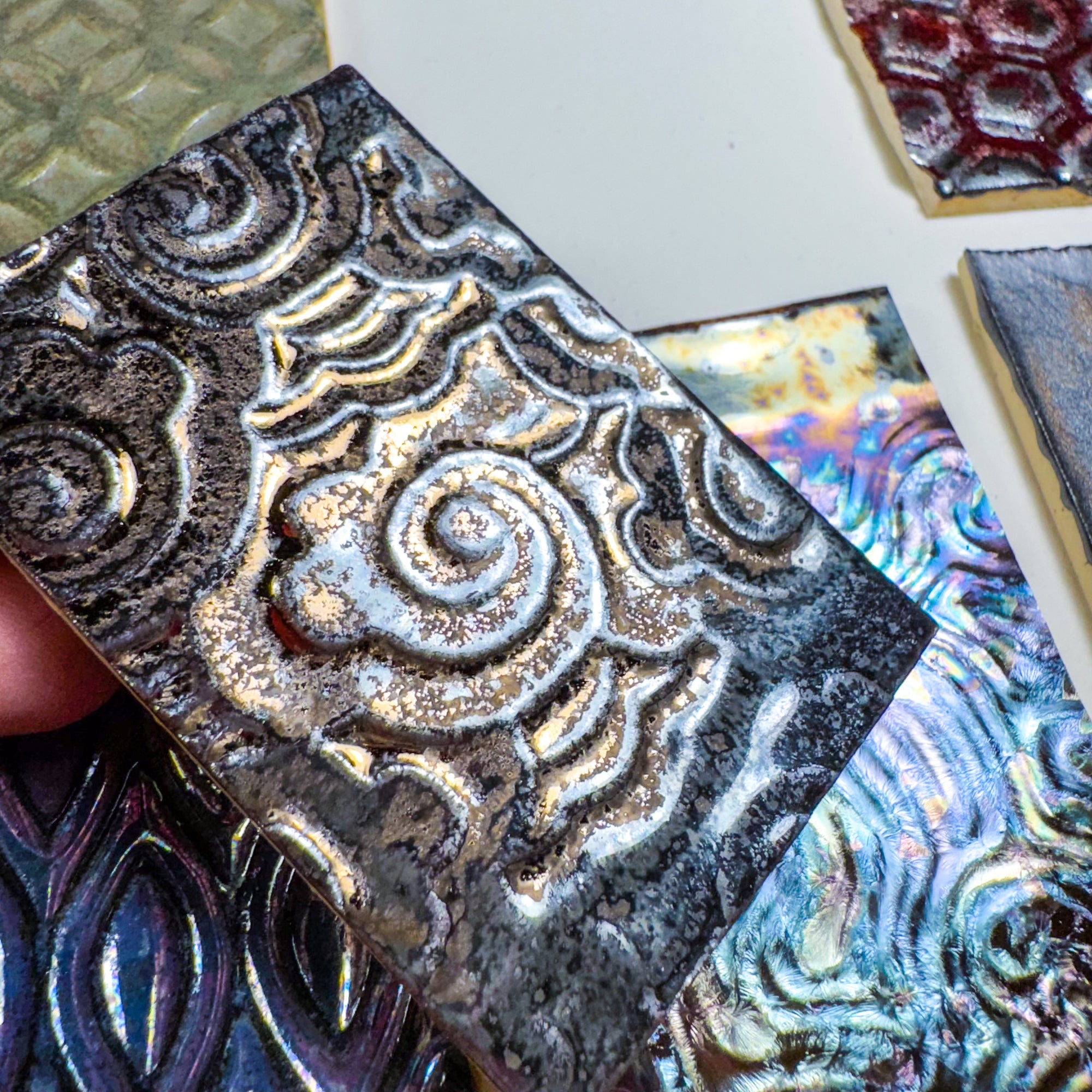 Metallics - Handmade Ceramic Tile Scraps