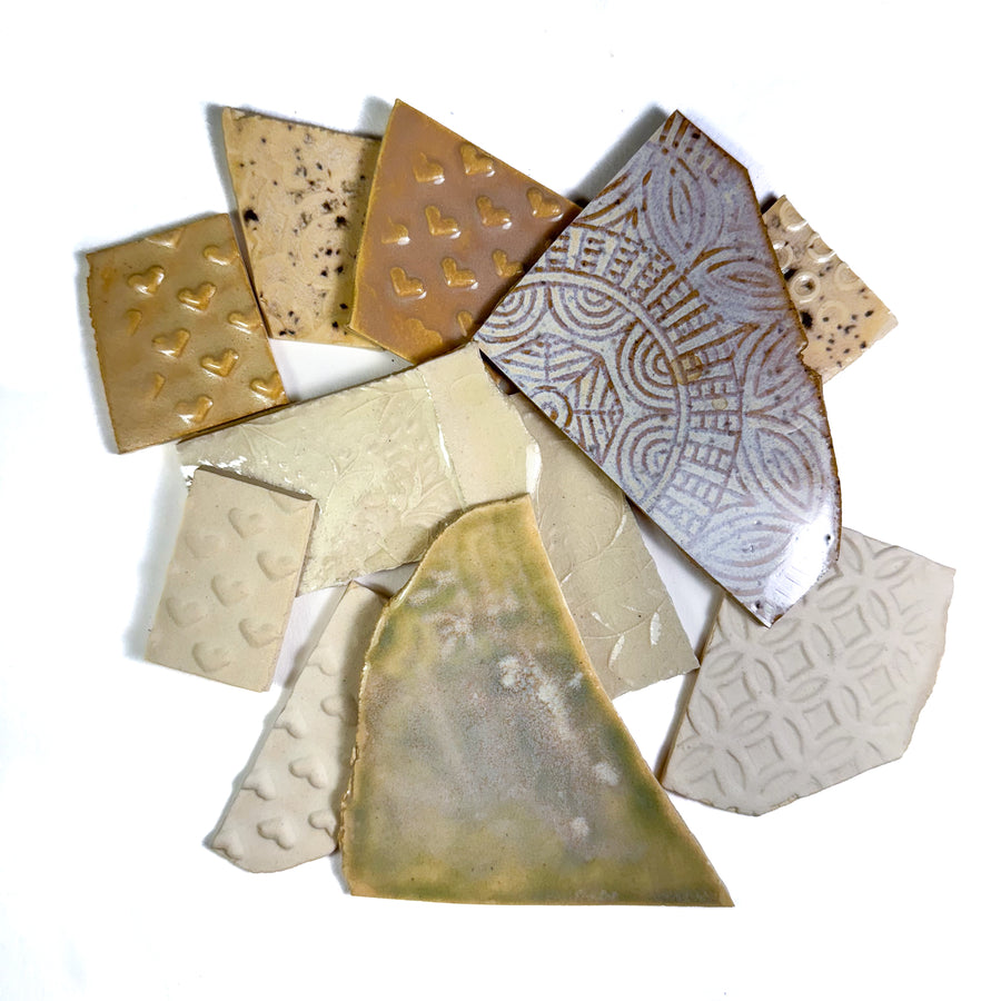 Creams and tans - Handmade Ceramic Tile Scraps