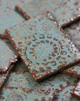 Green Blue Gears - 2x3in Handmade Ceramic Tiles