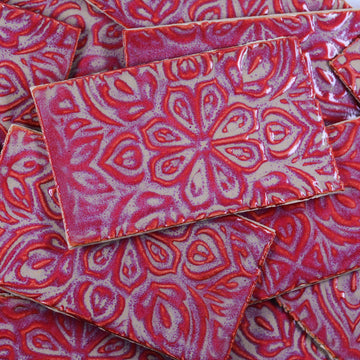 Moroccan Hot Pink - 2x3in Handmade Ceramic Tiles