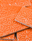 Bright Orange Floral - 2x3in Handmade Ceramic Tiles