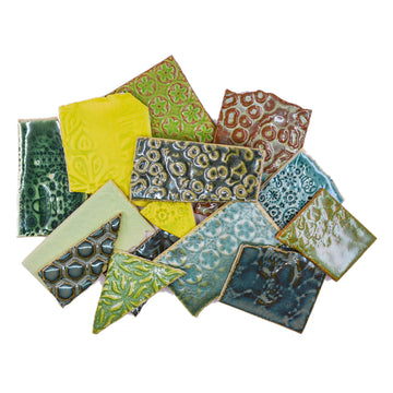 Greens - Handmade Ceramic Tile Scraps