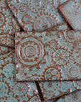 Blue Green Gears - 2x3in Handmade Ceramic Tiles