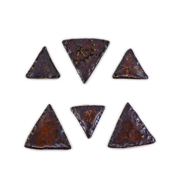 Dark Burgundy and Brown Triangles - Handmade Ceramic tiles