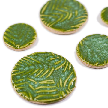 Green Palm Leaves  - Handmade Ceramic tiles