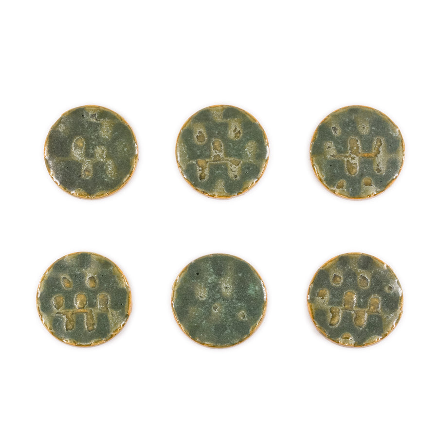 Rustic Green Circles - Handmade Ceramic tiles