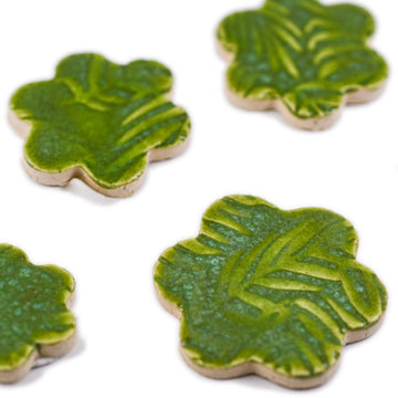 Green Palm Leaves - Handmade Ceramic tiles