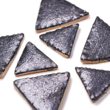 Metallic Silver Triangles - Handmade Ceramic tiles