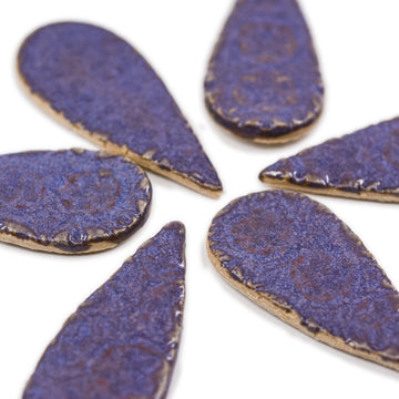 Purple 48mm Tear Drops - Handmade Ceramic tiles