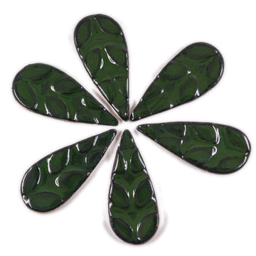 Dark Green 48mm Tear Drops - Handmade Ceramic tiles