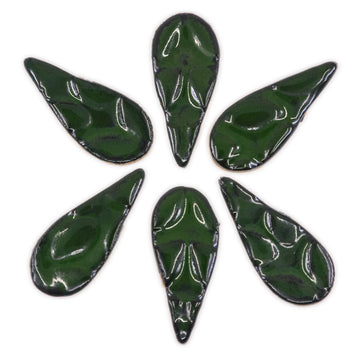 Dark Green 40mm Tear Drops - Handmade Ceramic tiles