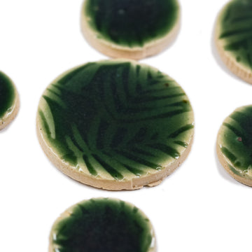 Palm Leaves Circles - Handmade Ceramic tiles