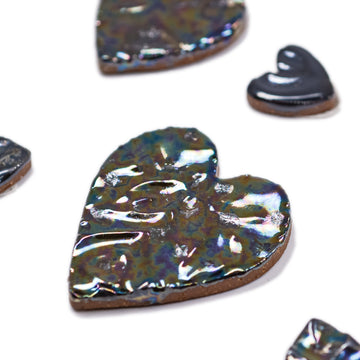 Rainbow Metallic Hearts - Handmade Ceramic tiles