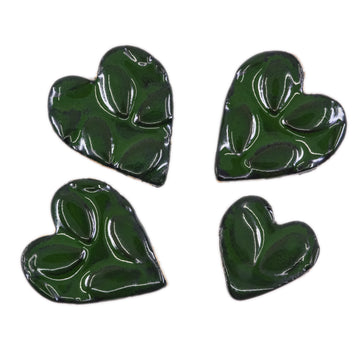 Dark Green Hearts - Handmade Ceramic tiles