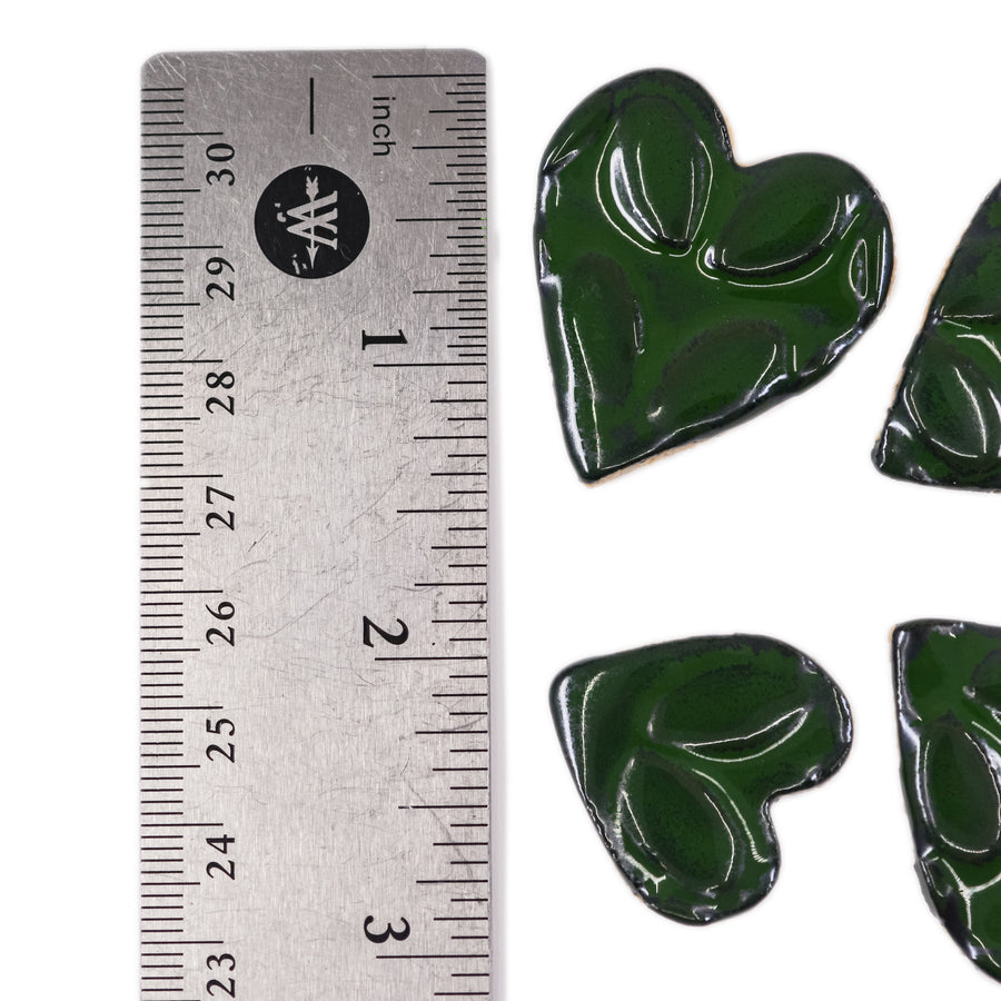 Dark Green Hearts - Handmade Ceramic tiles