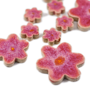 Hot Pink Flowers - Handmade Ceramic tiles