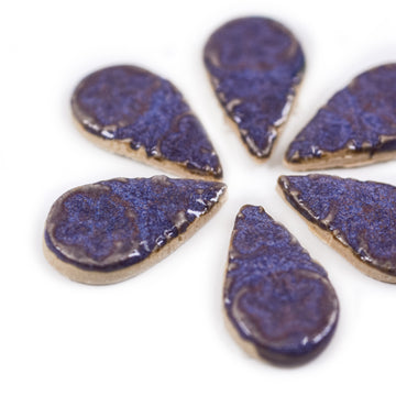 Purple 25mm Tear Drops - Handmade Ceramic tiles