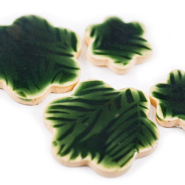 Dark Green Palm Leaves - Handmade Ceramic tiles