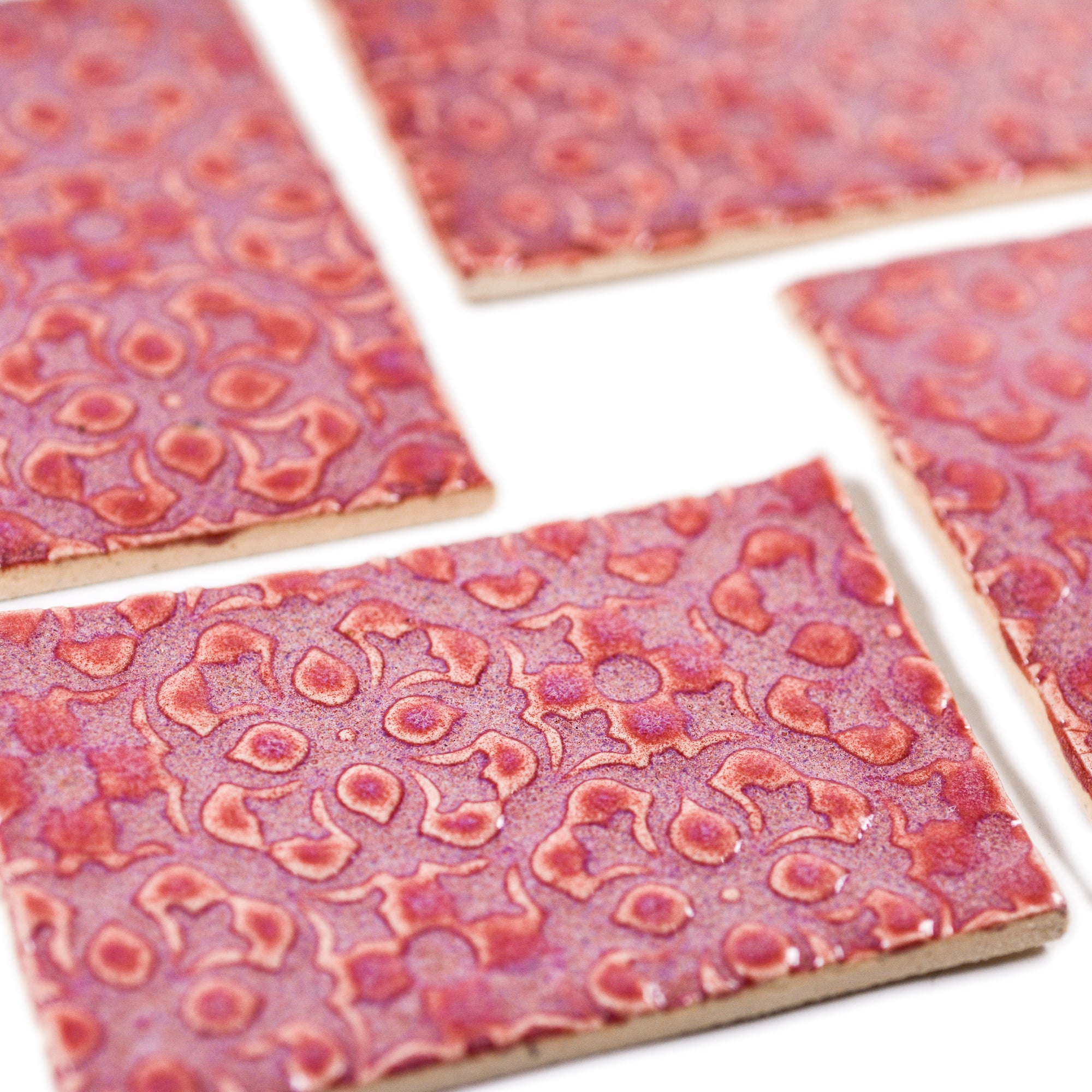 Magenta design - 2x3in Handmade Ceramic Tiles