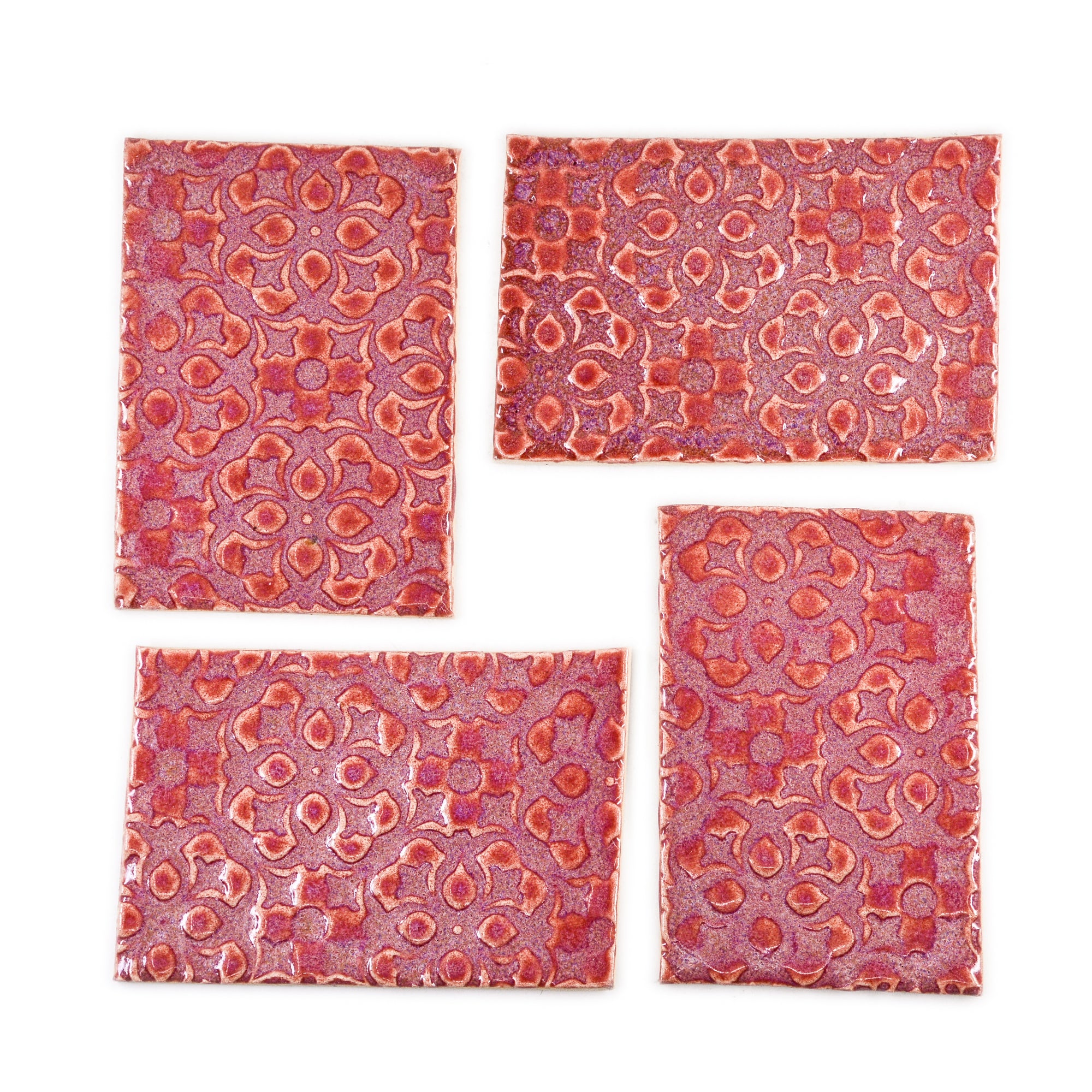 Magenta design - 2x3in Handmade Ceramic Tiles
