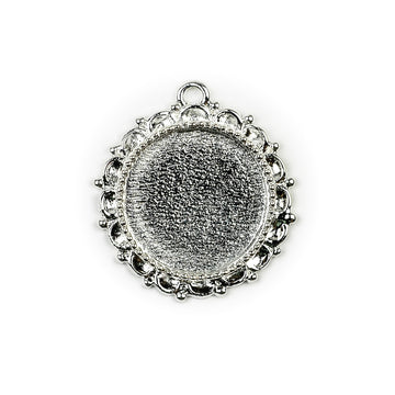 Ornate Pendant Circle - Sterling Silver