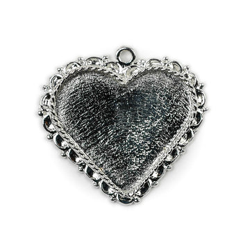 Ornate Pendant Heart - Sterling Silver
