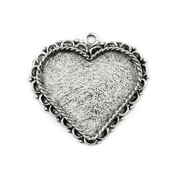 Ornate  Pendant Heart - Antique Silver