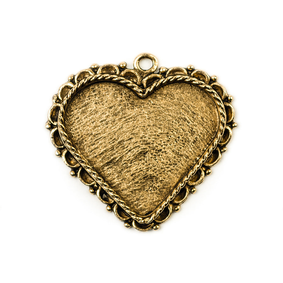 Ornate Pendant Heart - Antique Gold