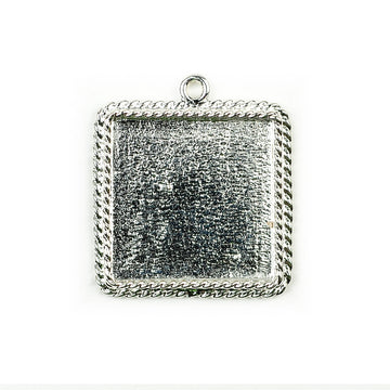 Ornate Pendant Square - Sterling Silver