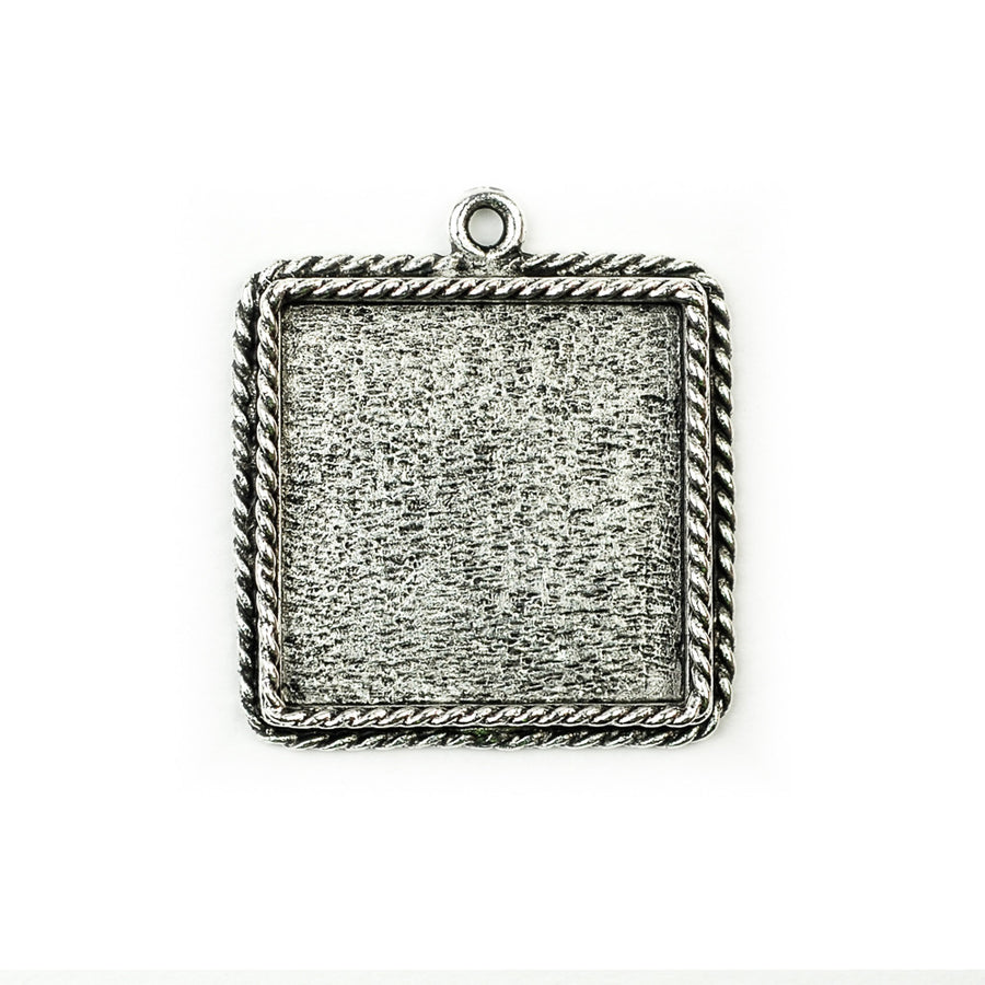 Ornate Pendant Square - Antique Silver