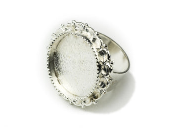 Ring Adjustable Ornate Circle  - Sterling Silver