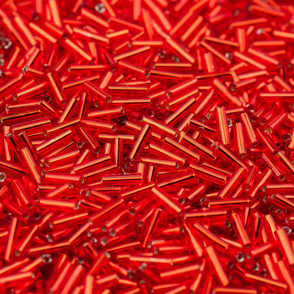 Flame Red Silver-lined Miyuki Bugle Bead