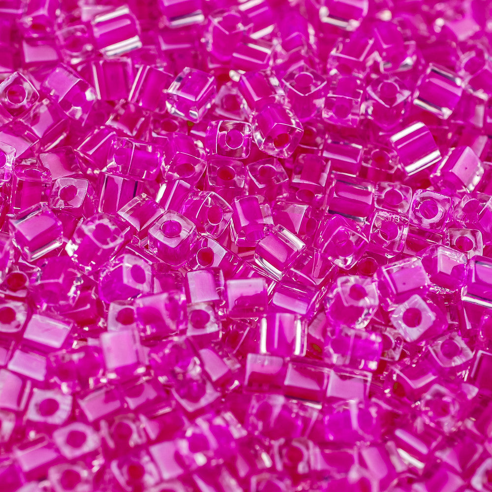 Fuchsia Lined Crystal Miyuki Cube Bead