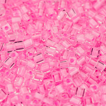 Pink Lined Crystal Miyuki Cube Bead