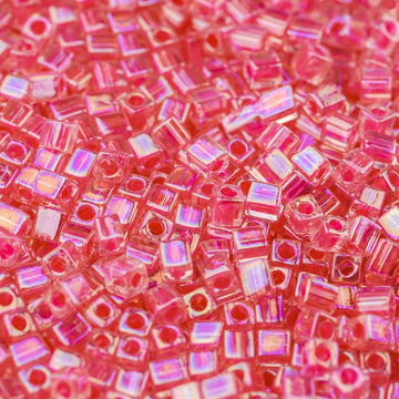 Hot Pink Lined Crystal Miyuki Cube Bead